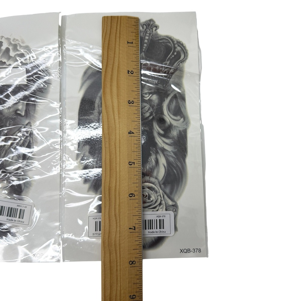 Generic Temporary Tattoo Stickers 3 Pack Lion Jesus Cross Black Gray NEW - Picture 6 of 7